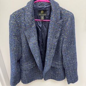 House of Harlow 1960 Blue Tweed Blazer with Gold Thread